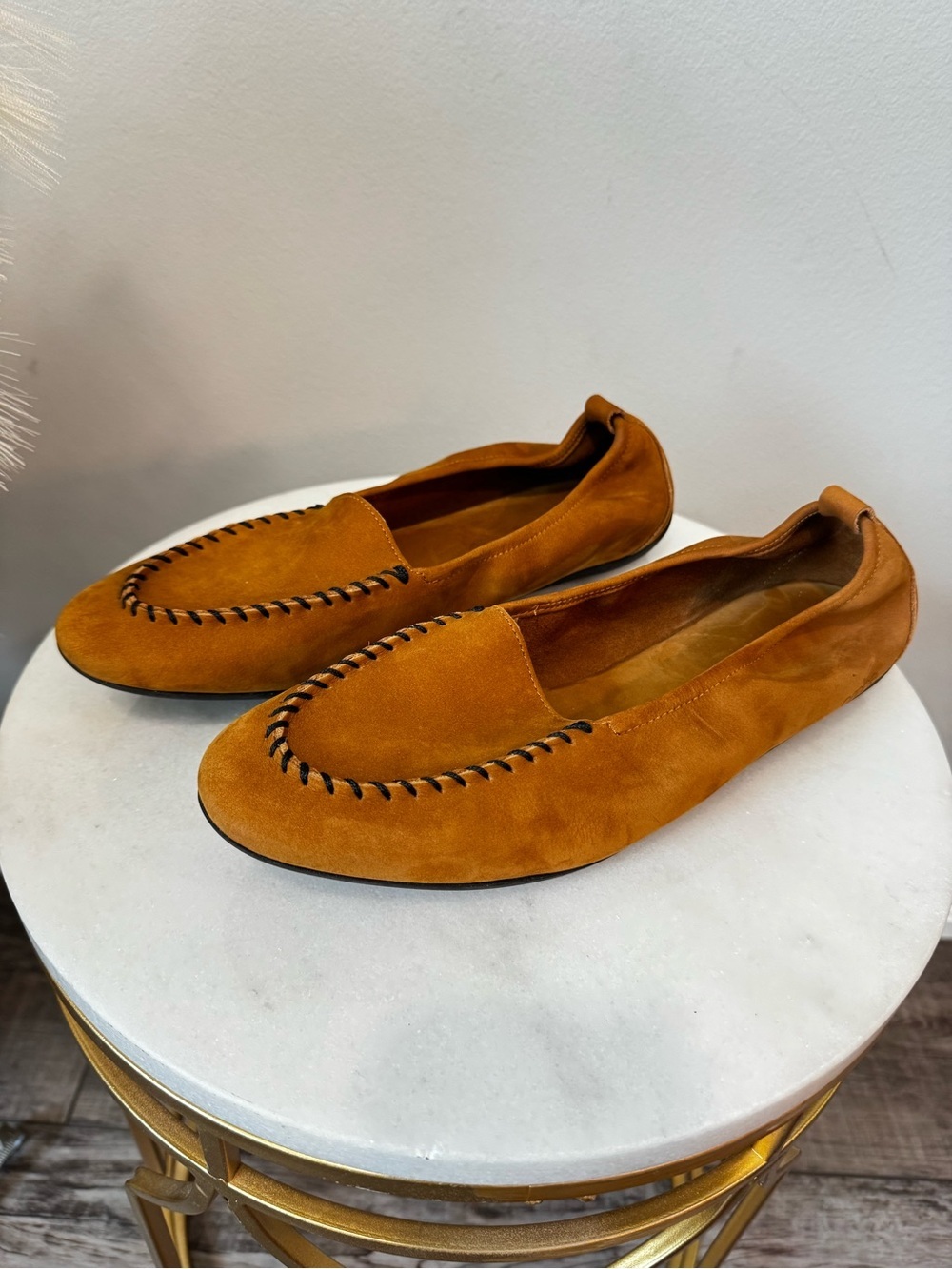 Arche Suede Slip-On Loafers in Cognac